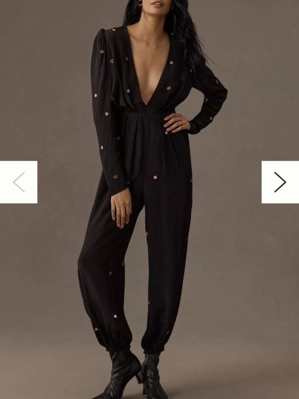 NWT Farm Rio Shisha Black Mirror Embellished Jumpsuit Womens L Beaded Party Boho